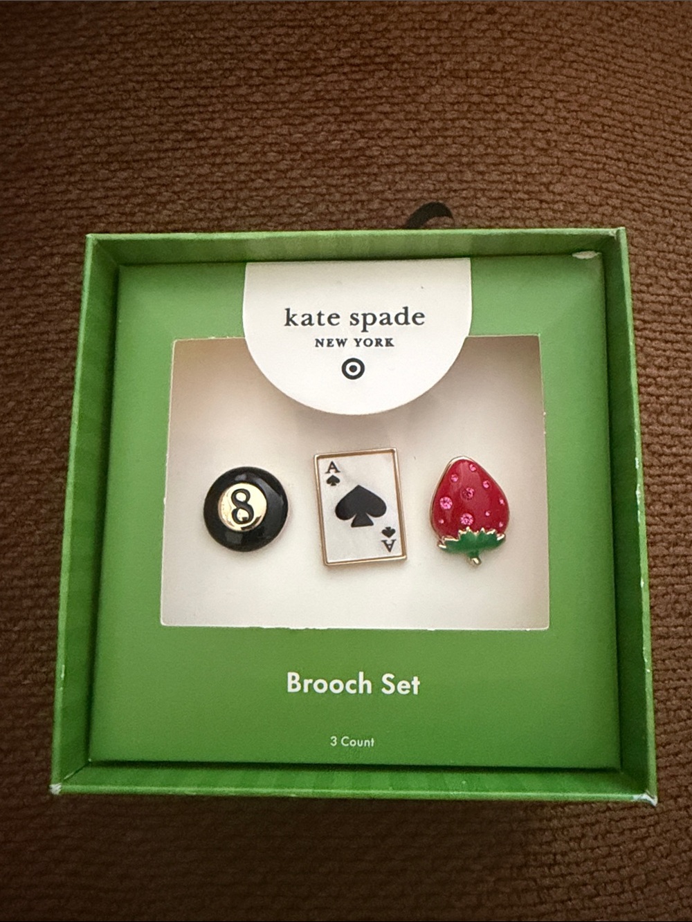 kate spade New York Women's Multicolor Brooch Set - Strawberry, Ace, 8-Ball